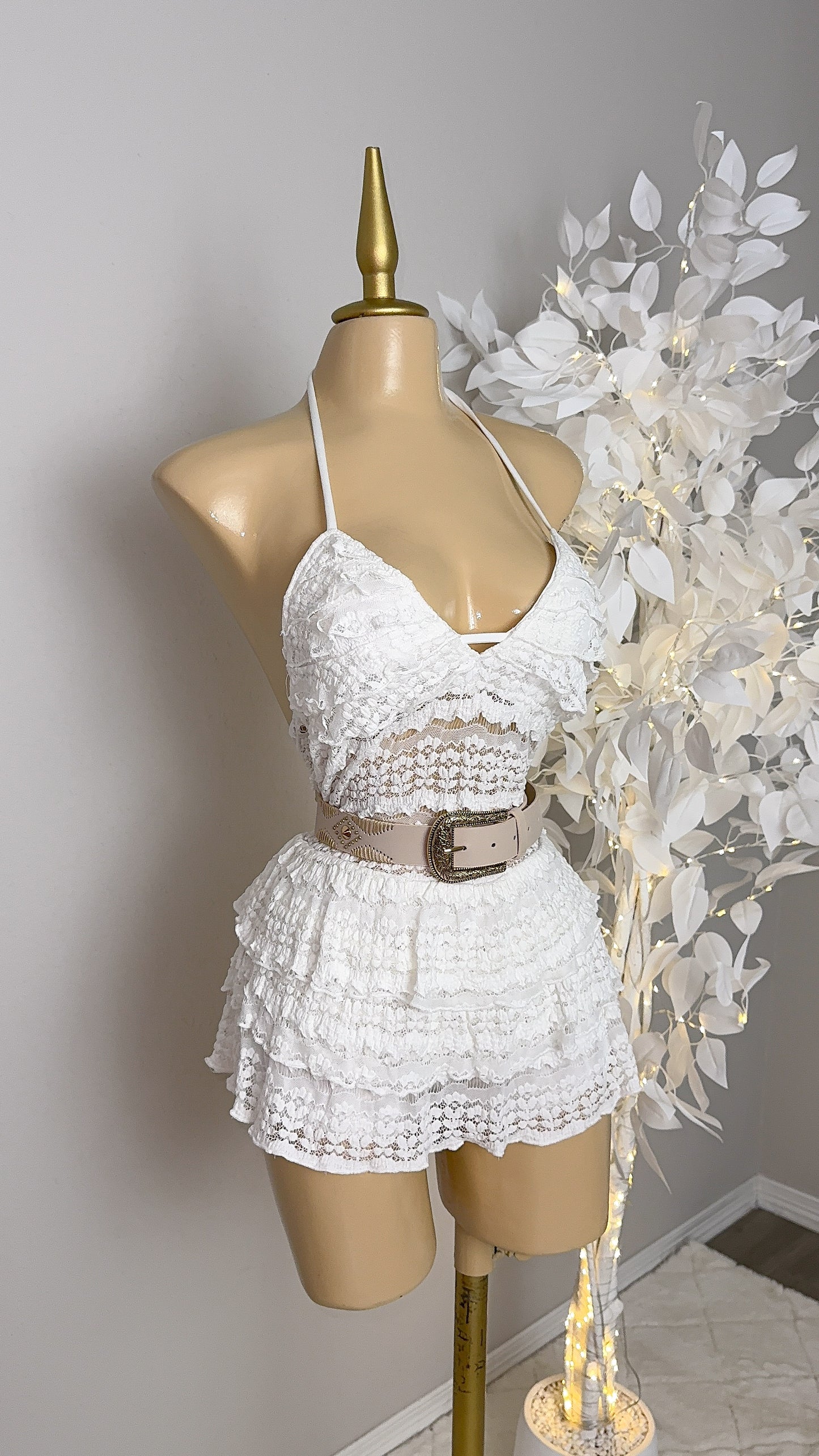 Amy Floral Buckle Belt - Ivory