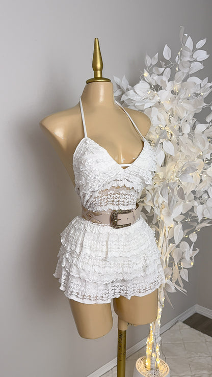Amy Floral Buckle Belt - Ivory