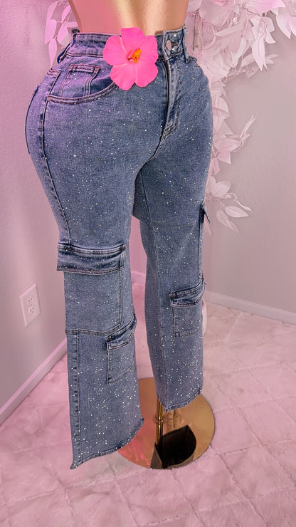 Bandida Rhinestone Cargo Jeans