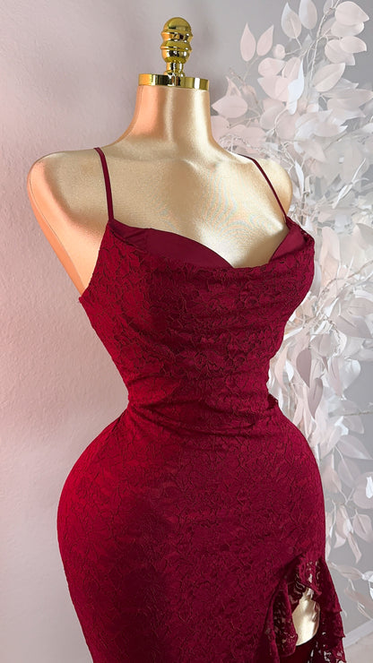 Lexi Maxi Lace Dress - Burgundy