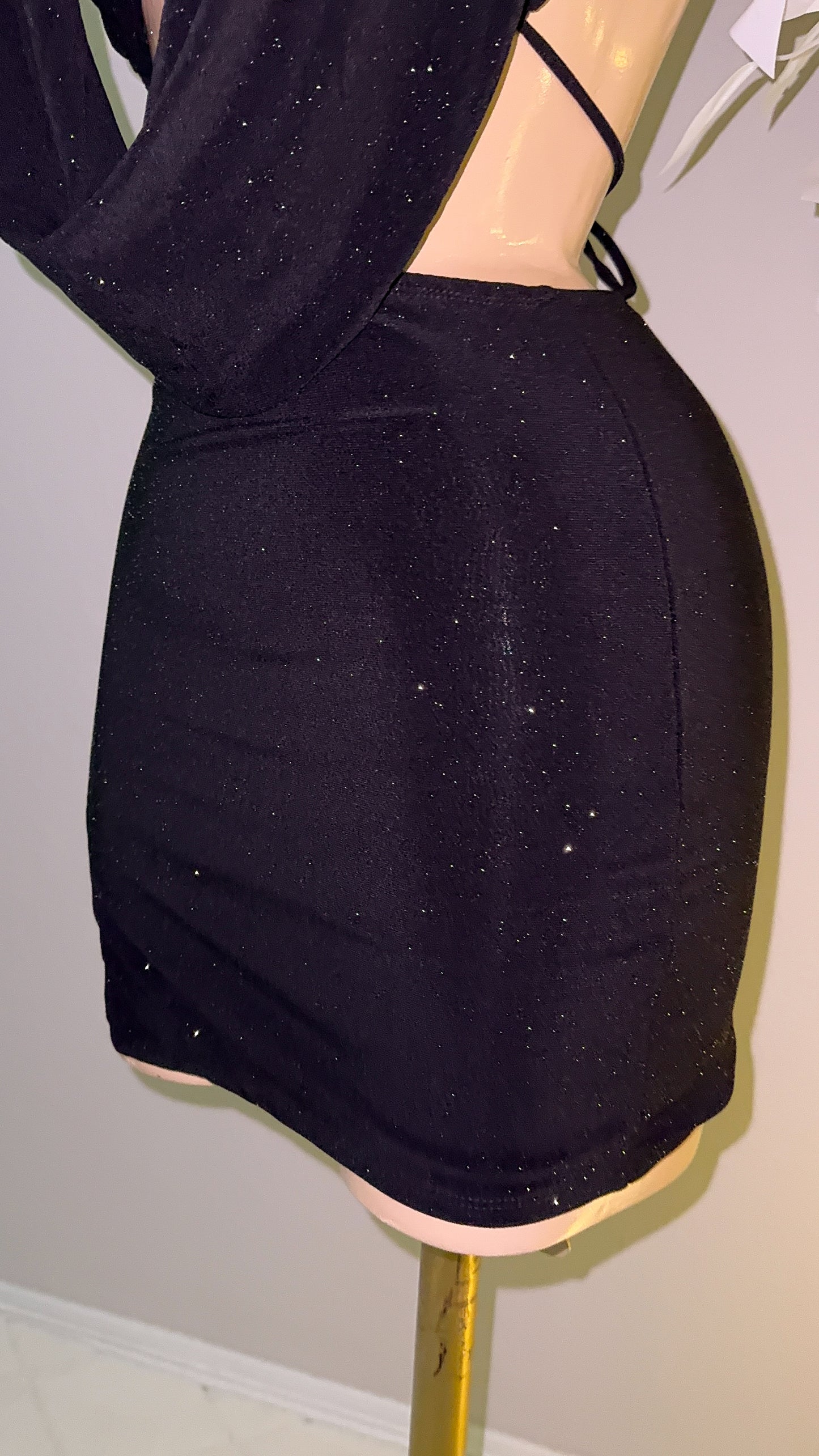 Arianna Glitter Skirt Set - Black