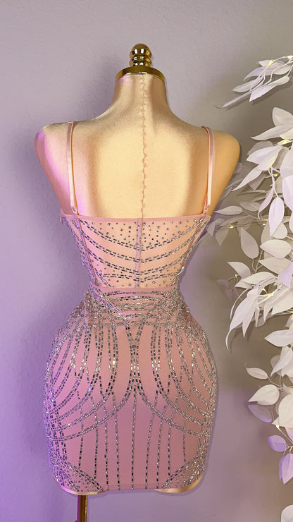 Vane Rhinestone Dress - Pink