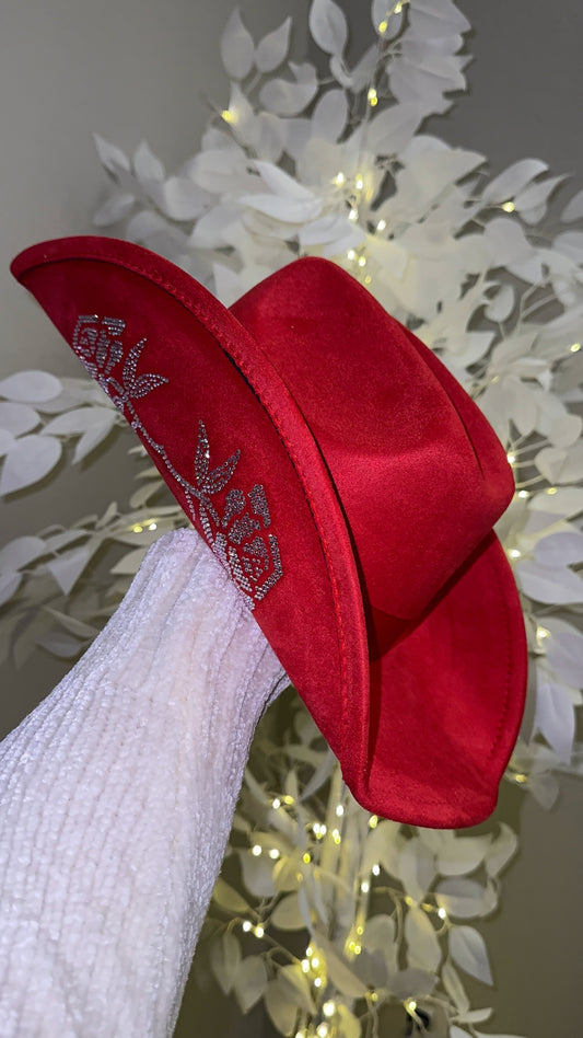Selena Rhinestone Western Hat - Red