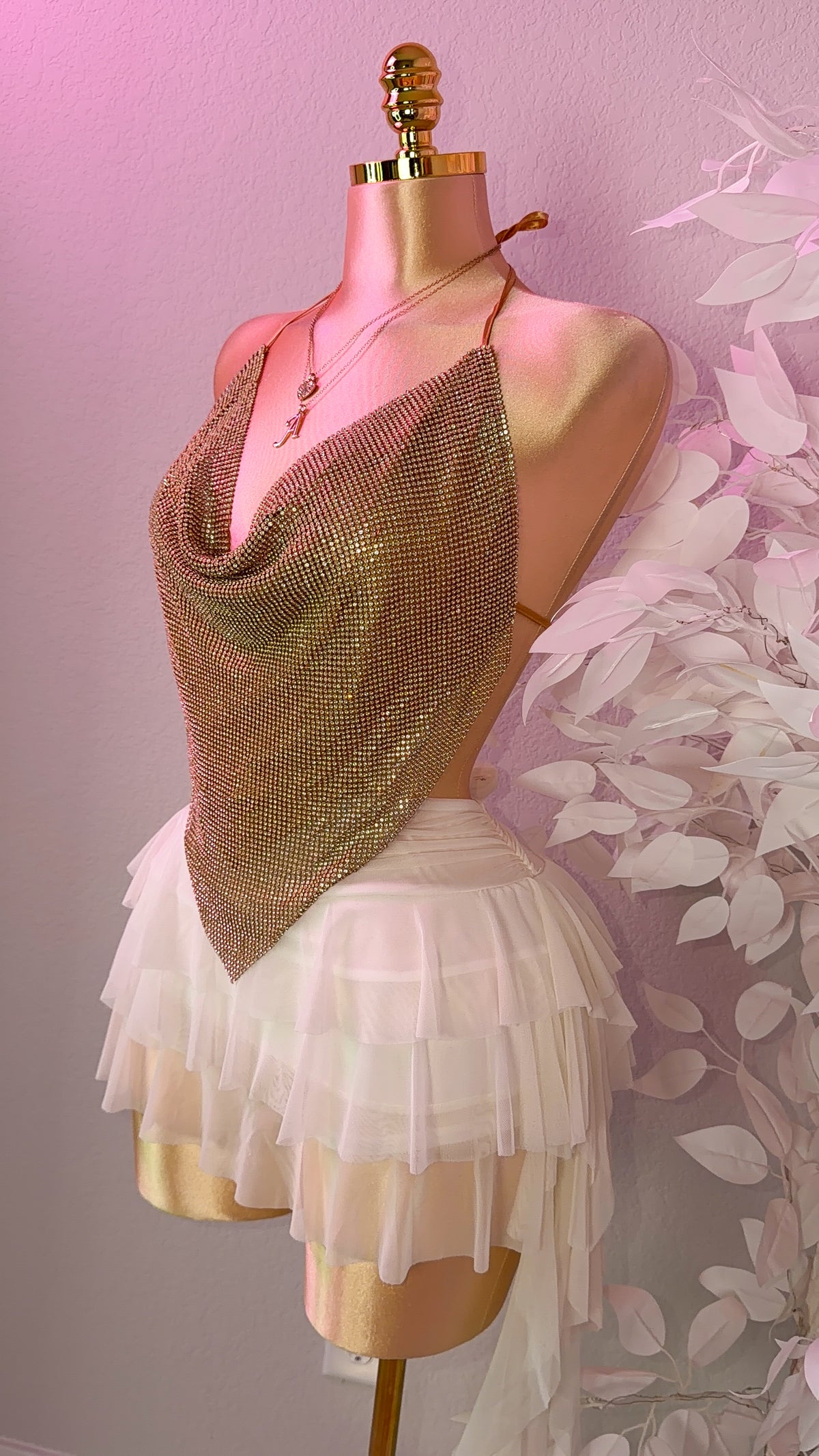 Provenza Rhinestone Top - Gold