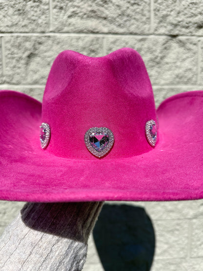 Rosa Heart Western Hat - Fuchsia 