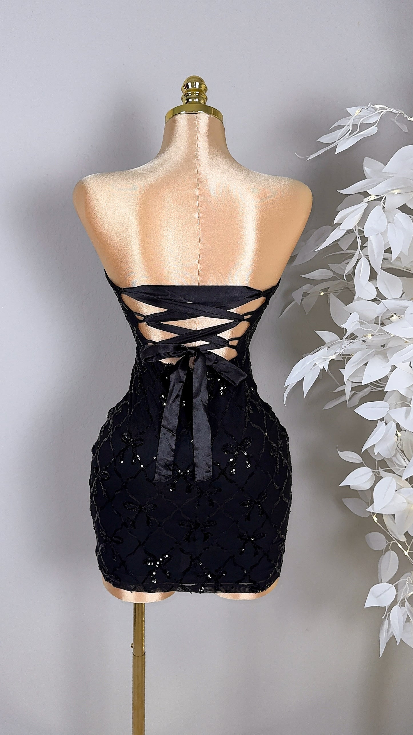 Esme Sequin Coquette Dress - Black