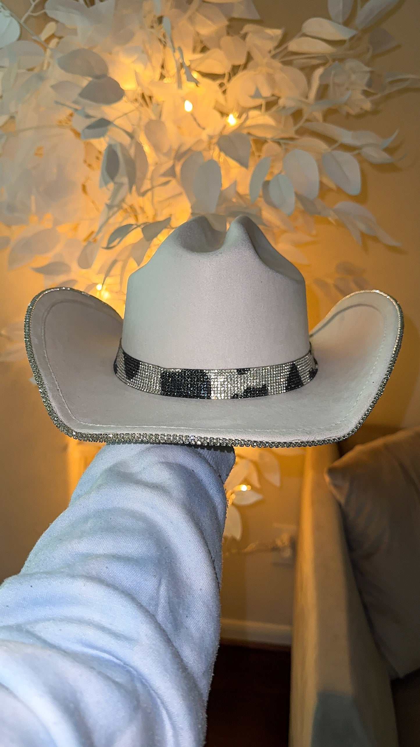 Amy Rhinestone Western Hat - Cow Print