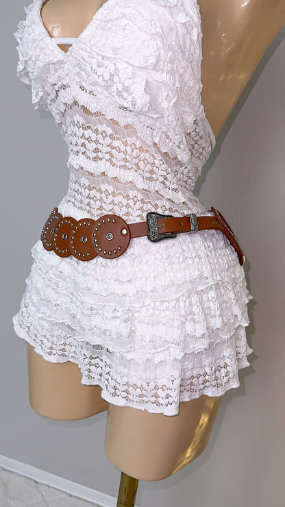 Giselle Western Discs Belt - Brown