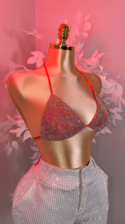 Del Cora Rhinestone Bikini Top - Multi