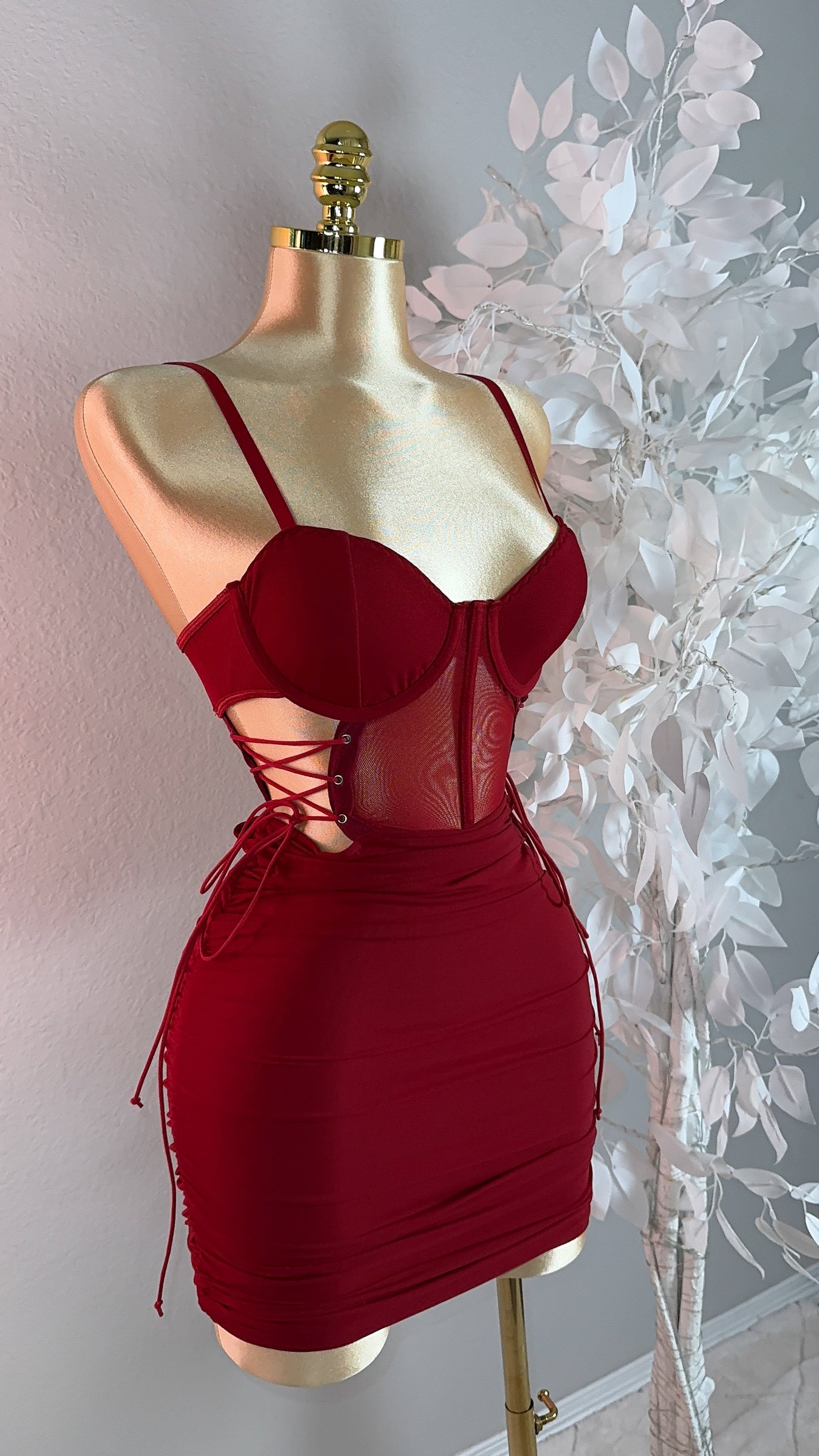 Anayeli Mini Dress - Burgundy