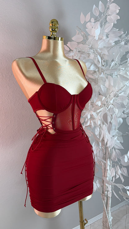 Anayeli Mini Dress - Burgundy