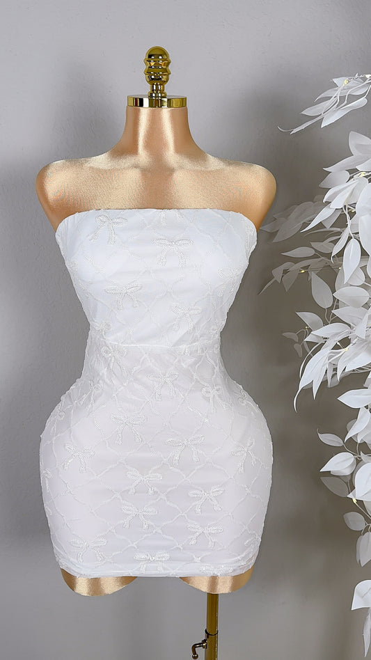 Esme Sequin Coquette Dress - White