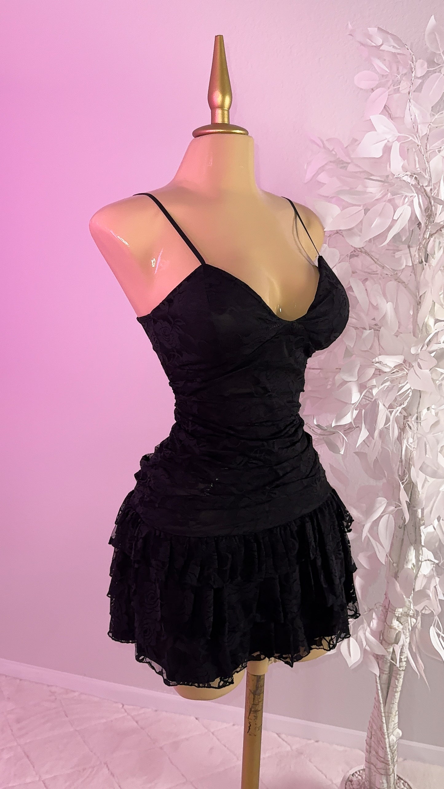 Veronica Lace Mini Dress - Black