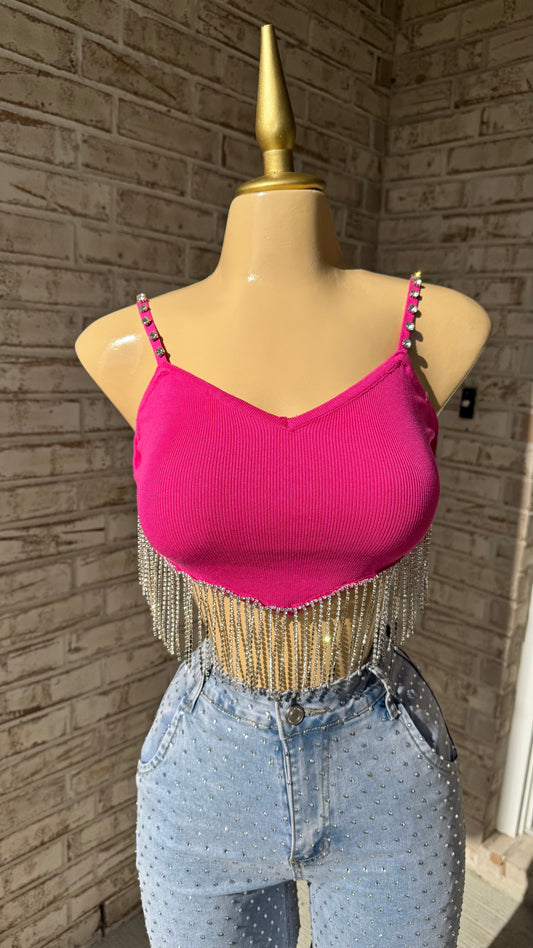 Rebelde Rhinestone Top - Pink