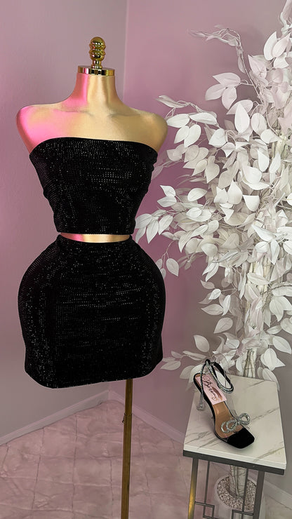 Mireya Rhinestone Tube Top - Black - Plus Size