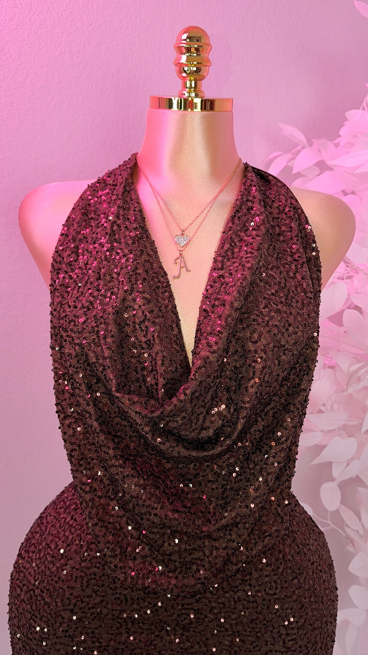 Nina Sequin Dress - Brown