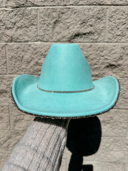 Jessica Rhinestone/Pearl Hat - Turquoise