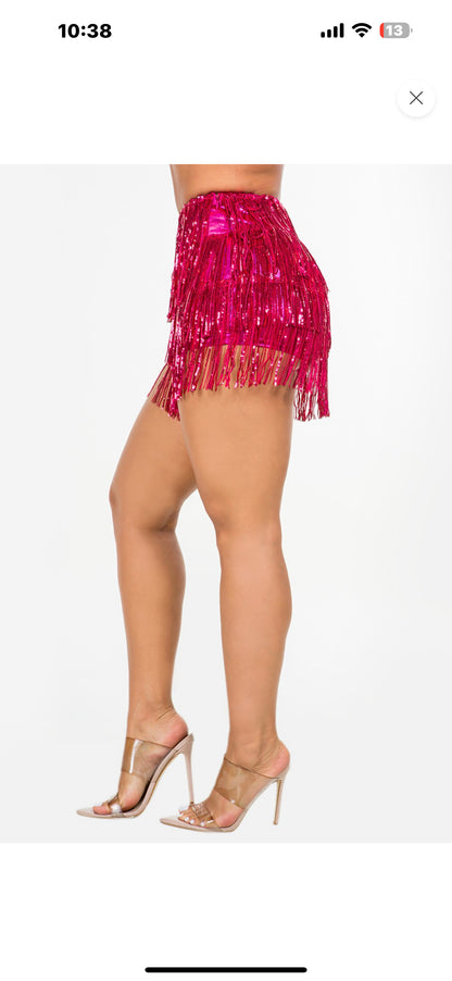 Celestial Fringe Mini Skort - Pink