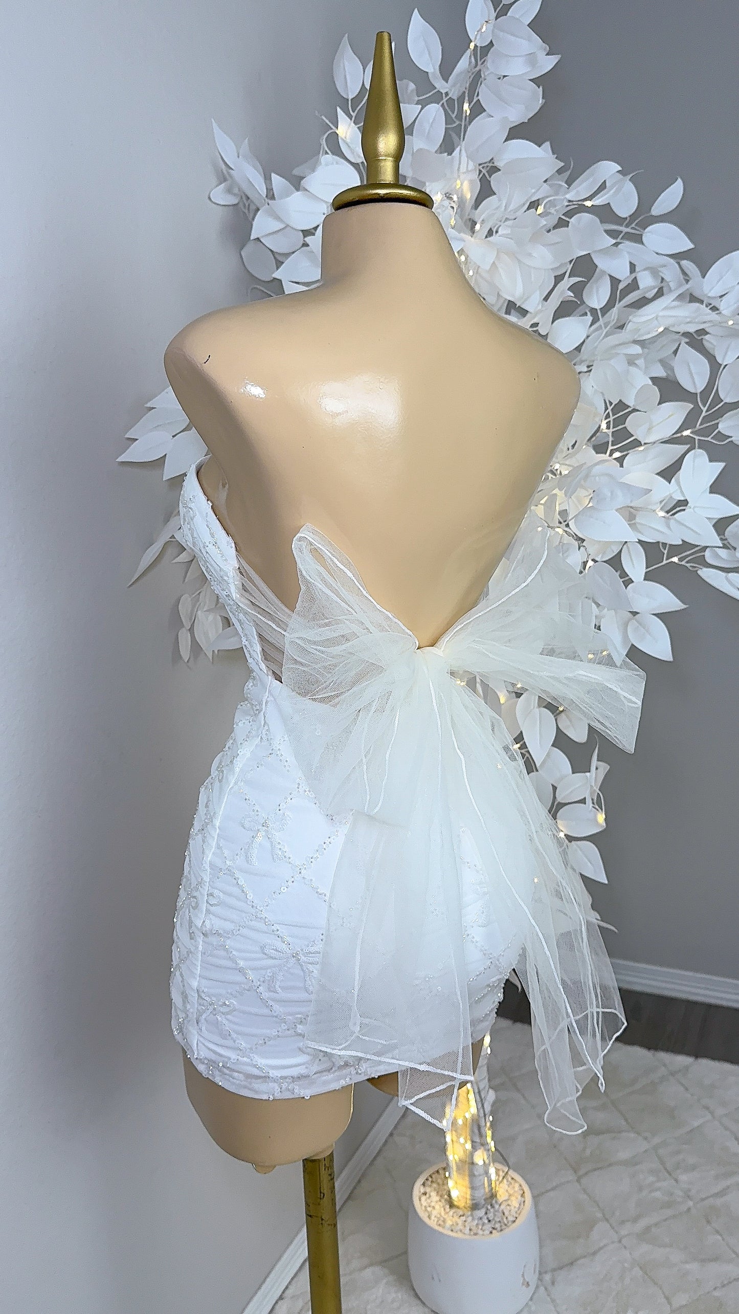 Yvette Sequin Coquette Dress - White