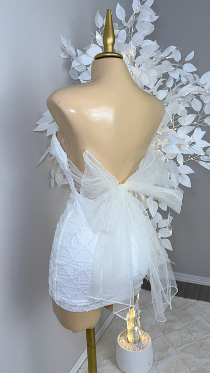 Yvette Sequin Coquette Dress - White
