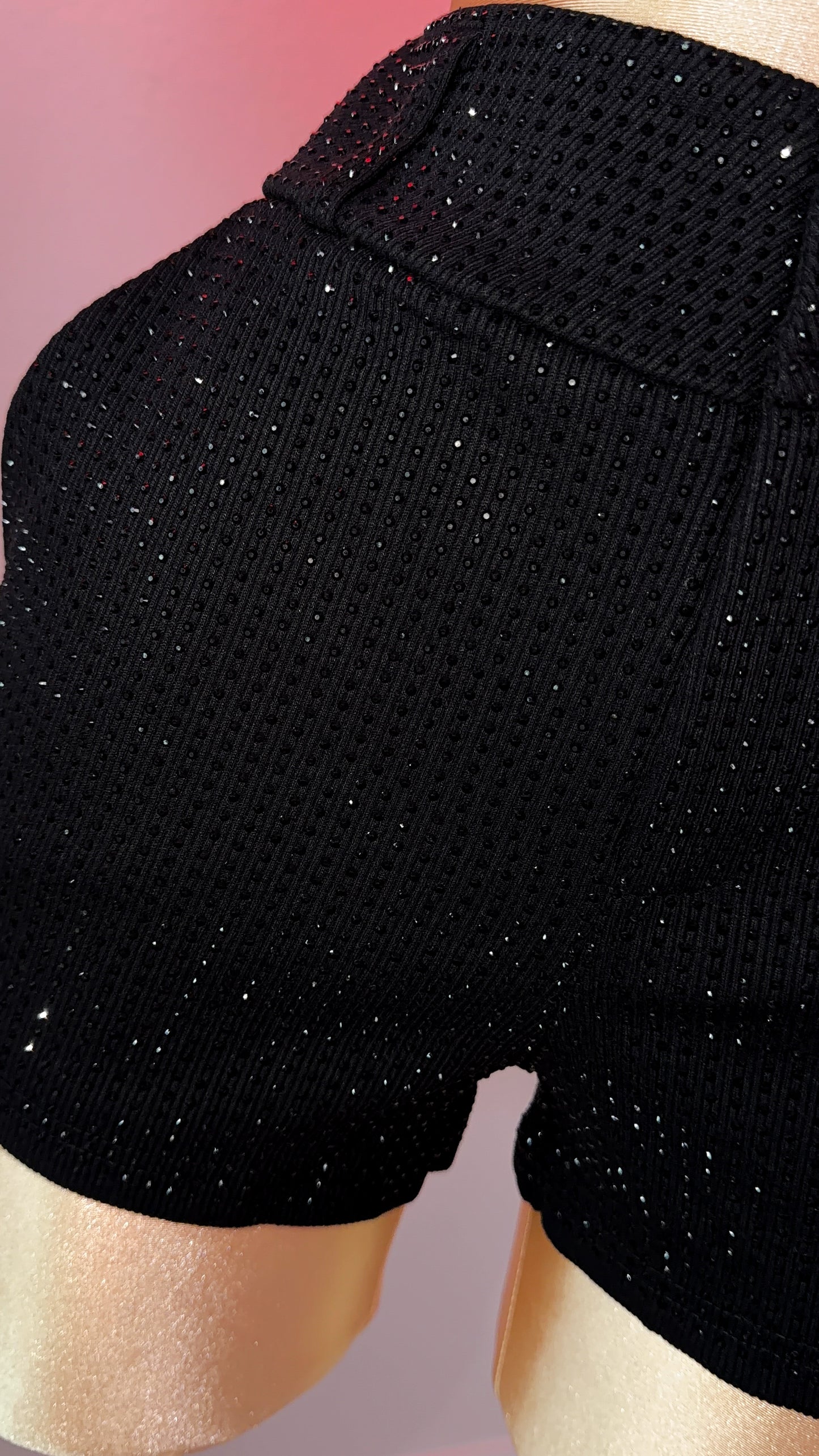 Bichota Rhinestone Shorts - Black
