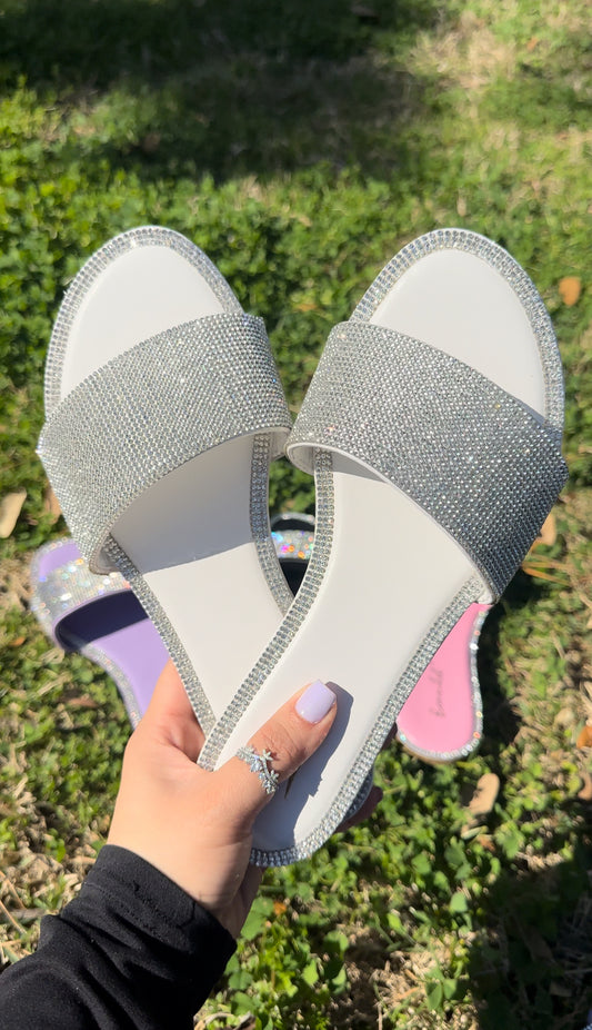 Adeline Rhinestone Sandals - White