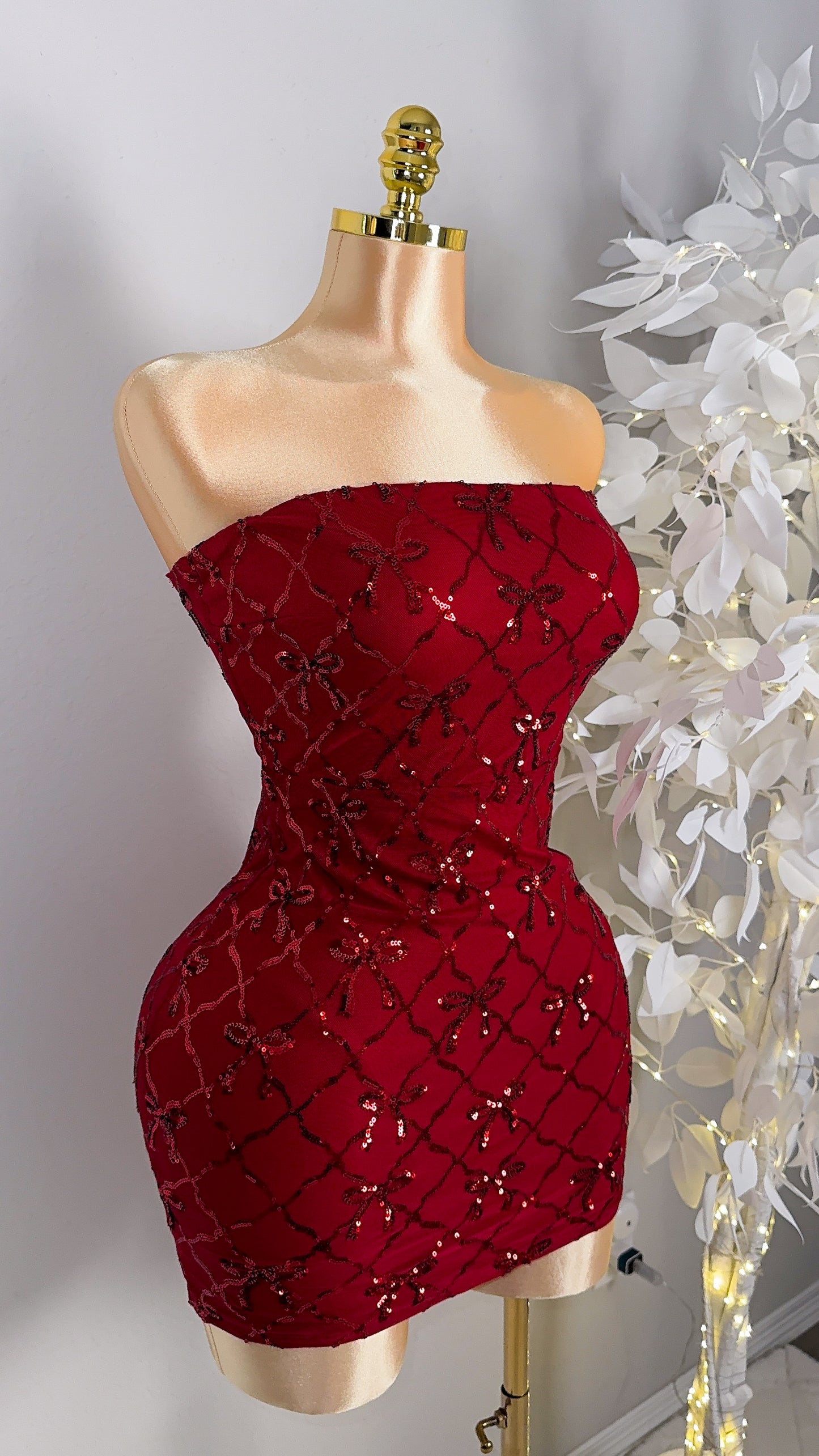 Esme Sequin Coquette Dress - Red