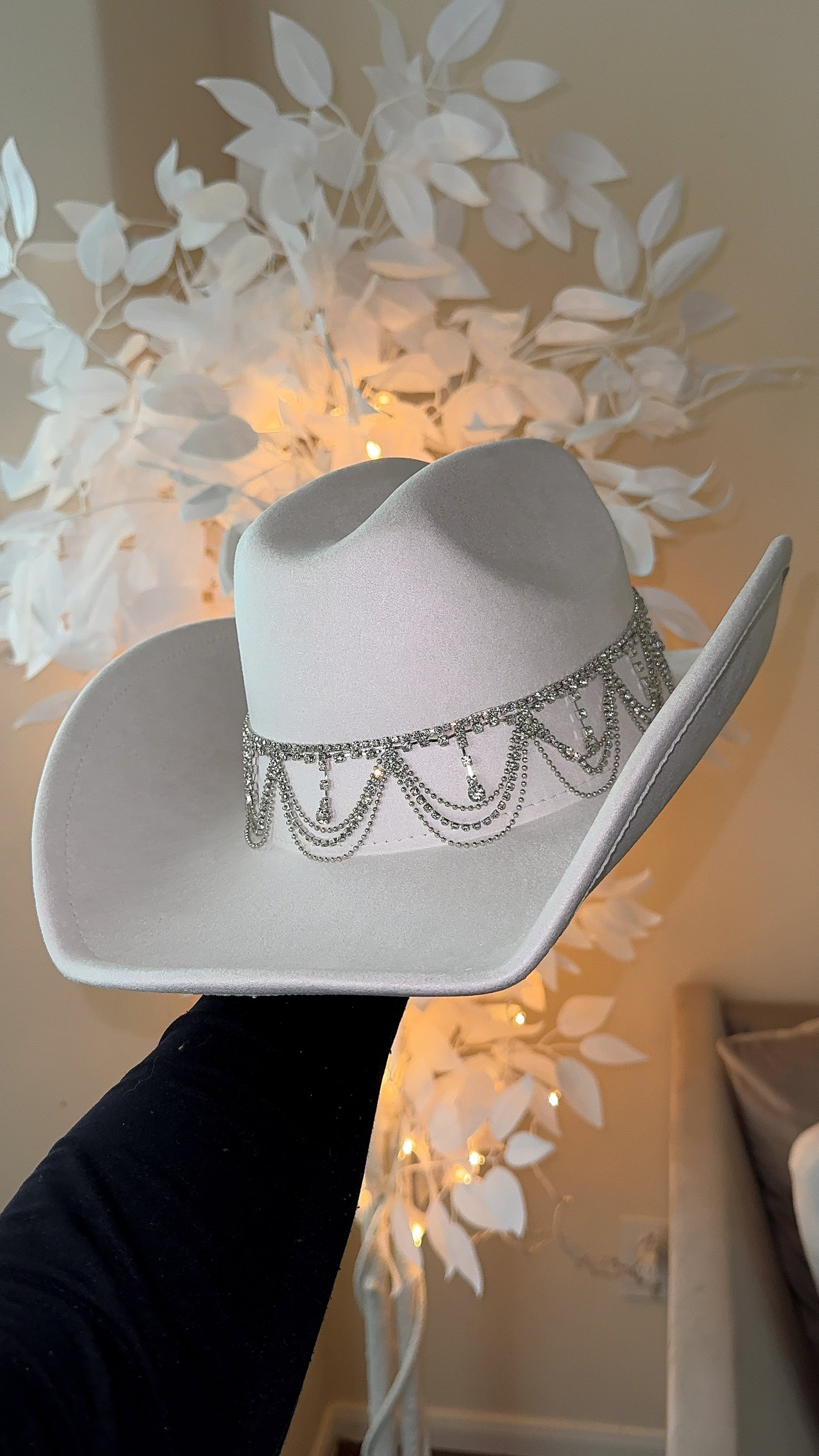 Carrie Rhinestone Western Hat - Ivory