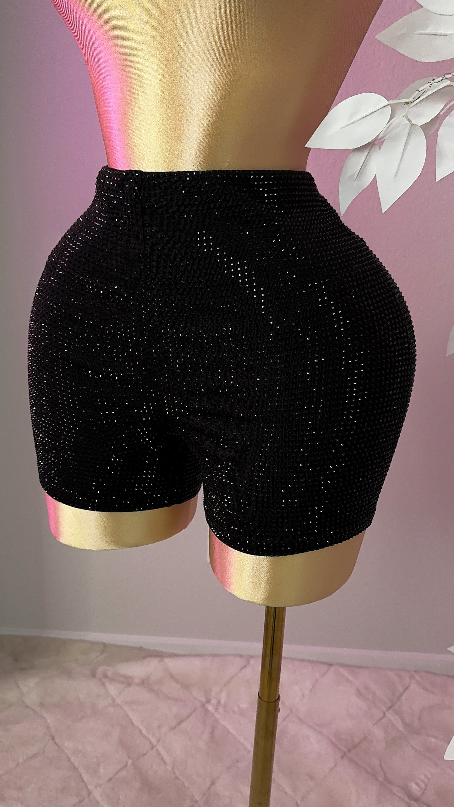 Gaby Rhinestone Shorts - Black - Plus Size