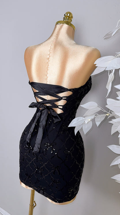 Esme Sequin Coquette Dress - Black