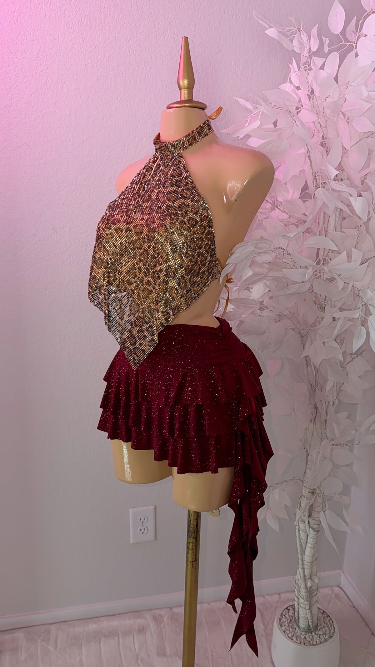 Fantasy Rhinestone Top - Leopard