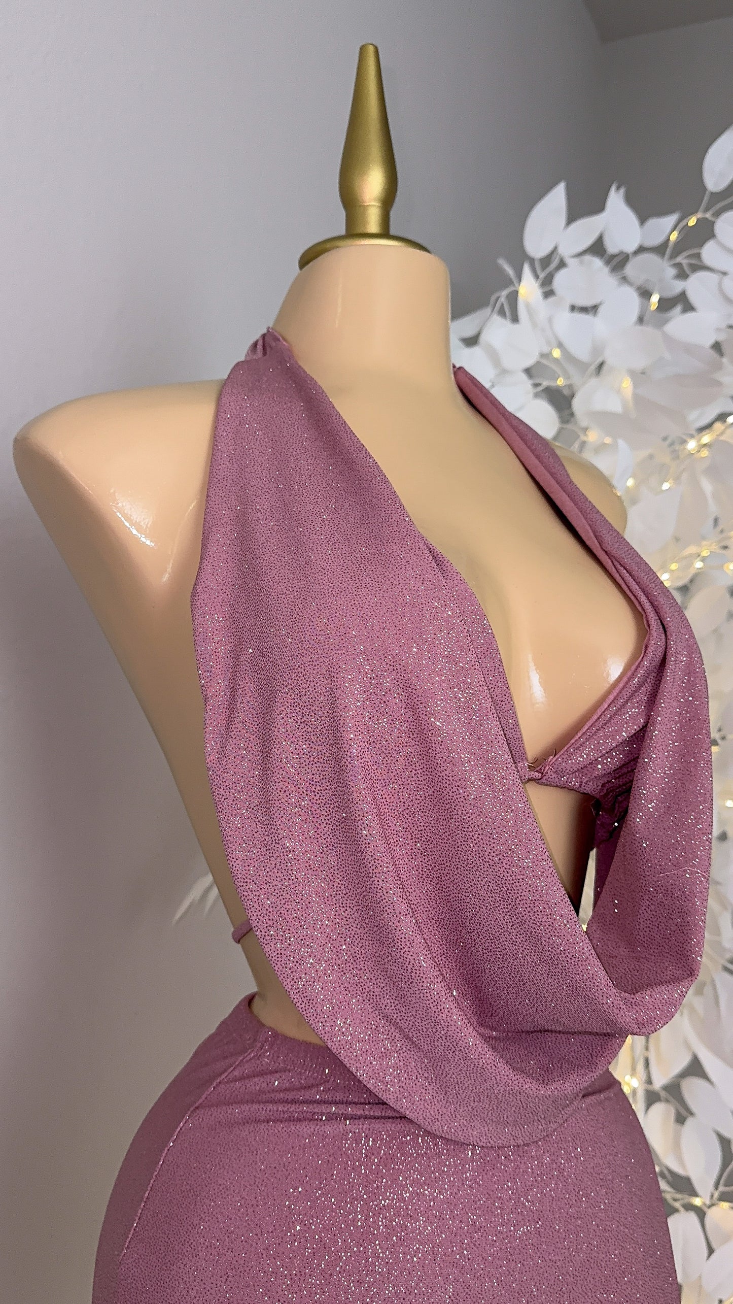 Arianna Glitter Skirt Set - Dusty Pink