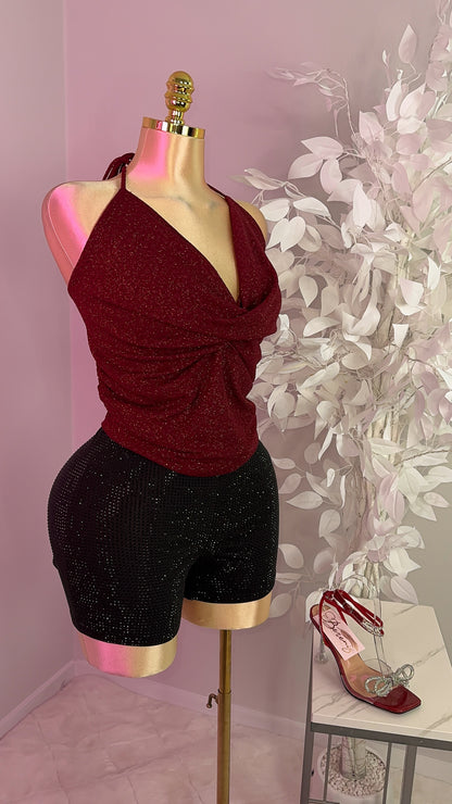 Rosalia Glitter Top - Red - Plus Size