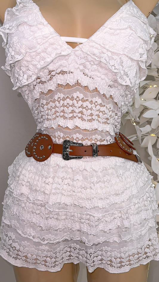 Giselle Western Discs Belt - Brown