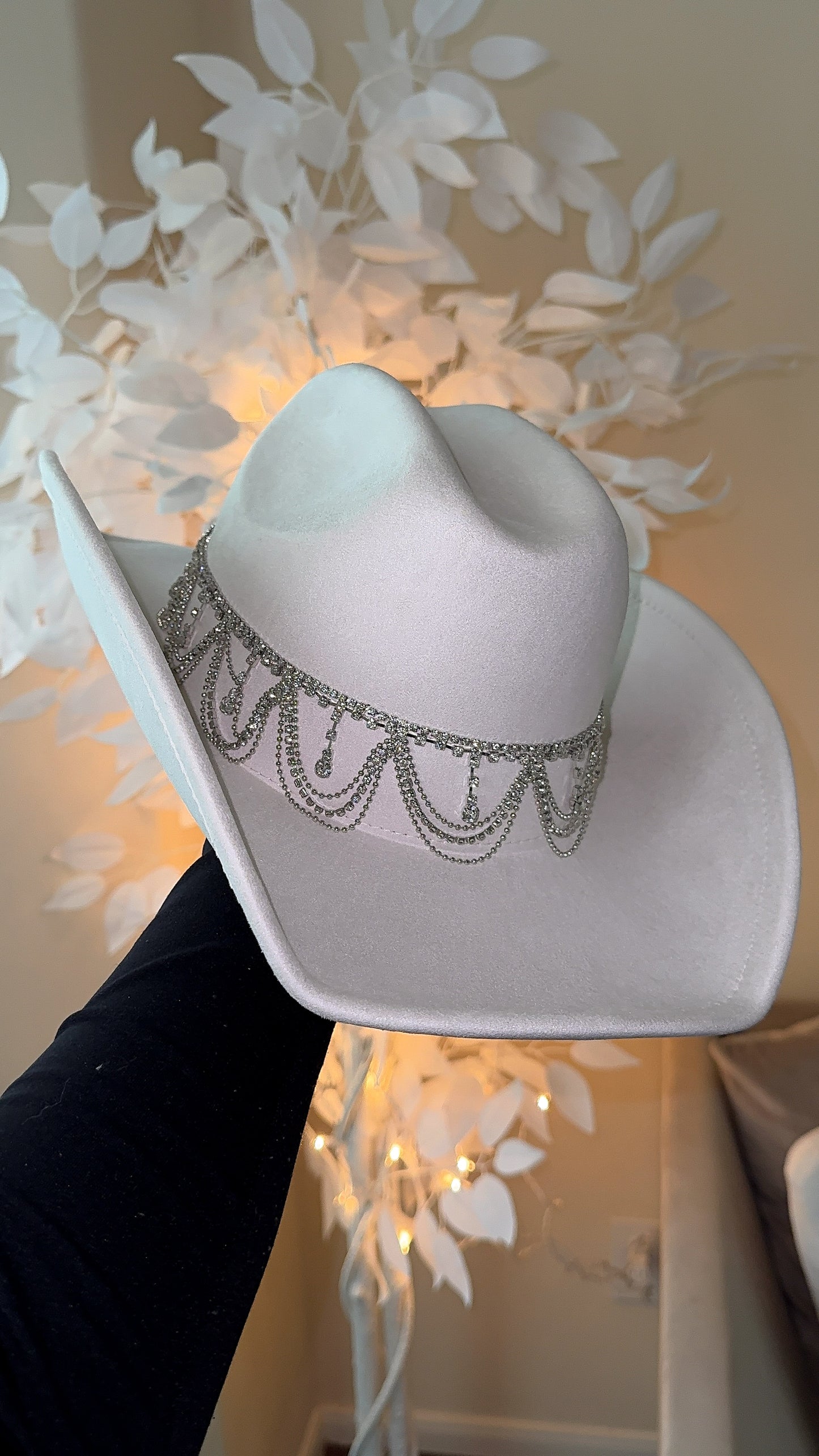 Carrie Rhinestone Western Hat - Ivory
