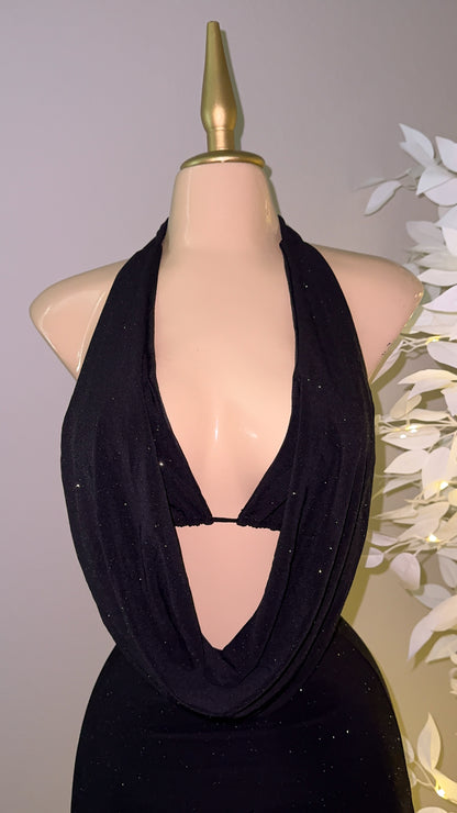 Arianna Glitter Skirt Set - Black