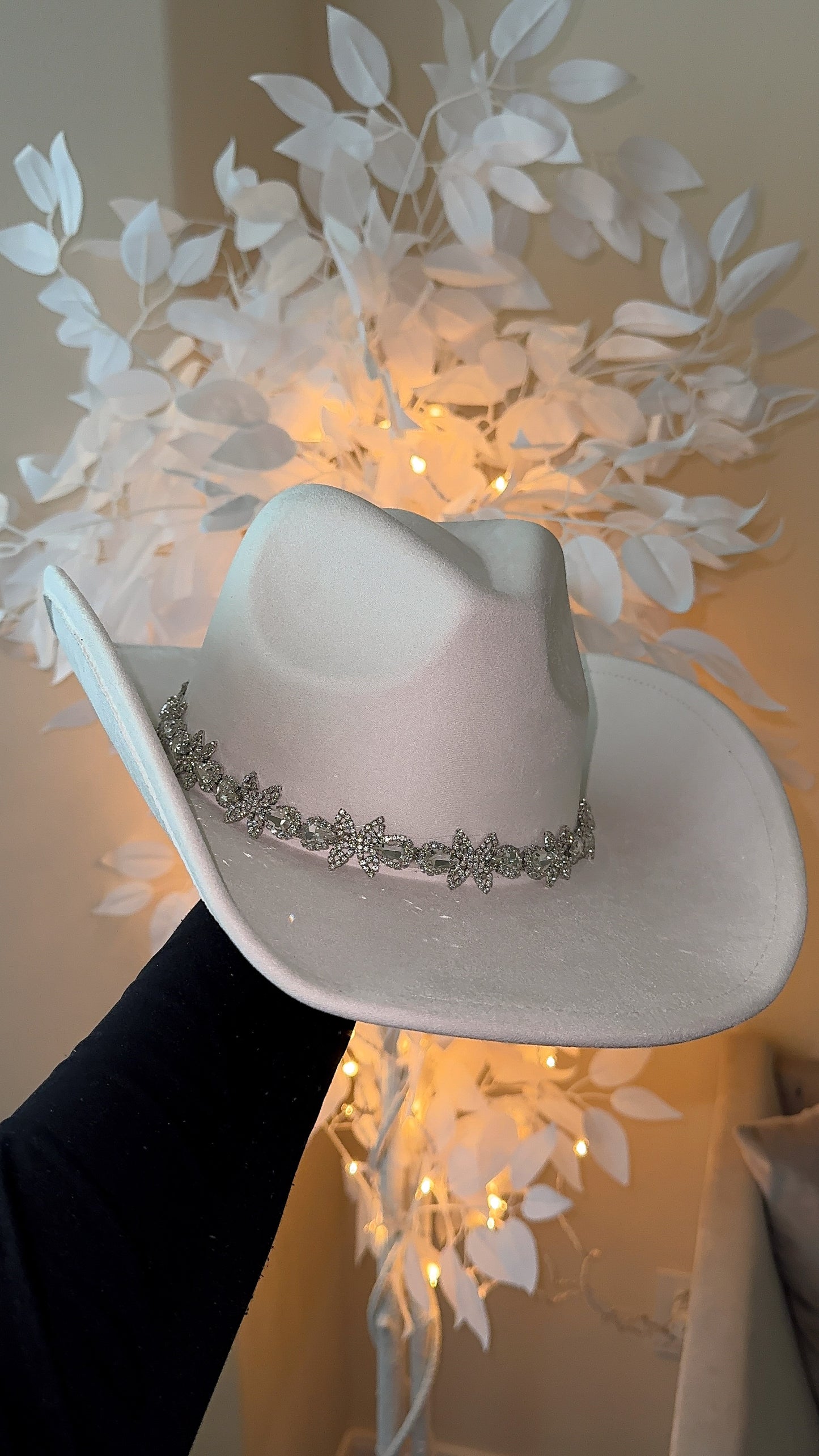 Allison Rhinestone Western Hat - Ivory