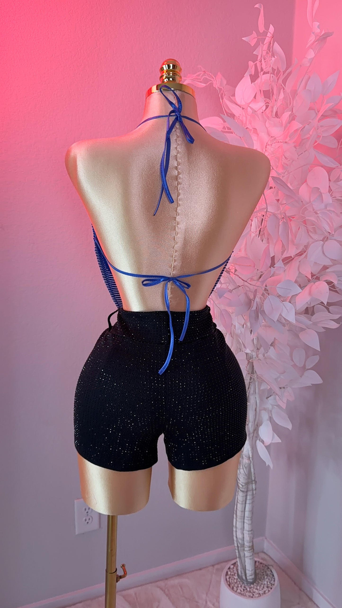 Bichota Rhinestone Shorts - Black