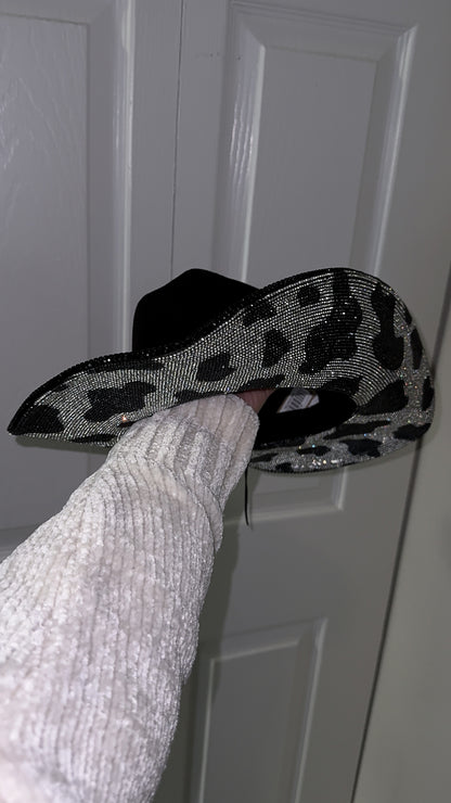 Amy Rhinestone Western Hat - Cow Print