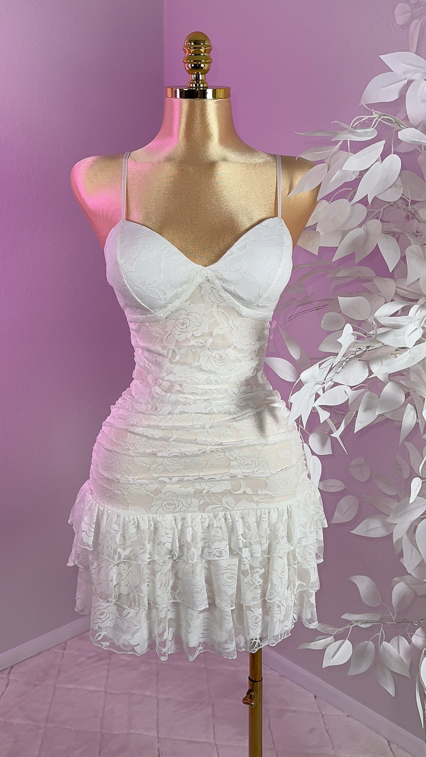 Veronica Lace Mini Dress - White