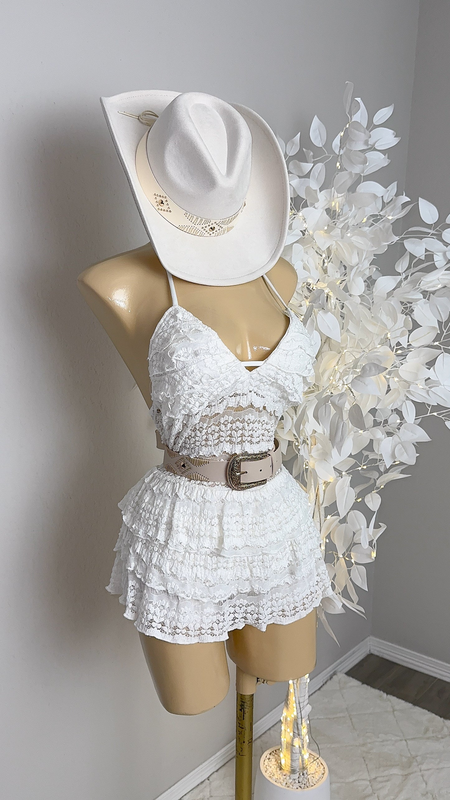 Amy Floral Buckle Belt - Ivory