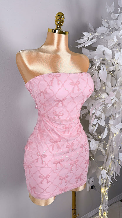 Esme Sequin Coquette Dress - Pink