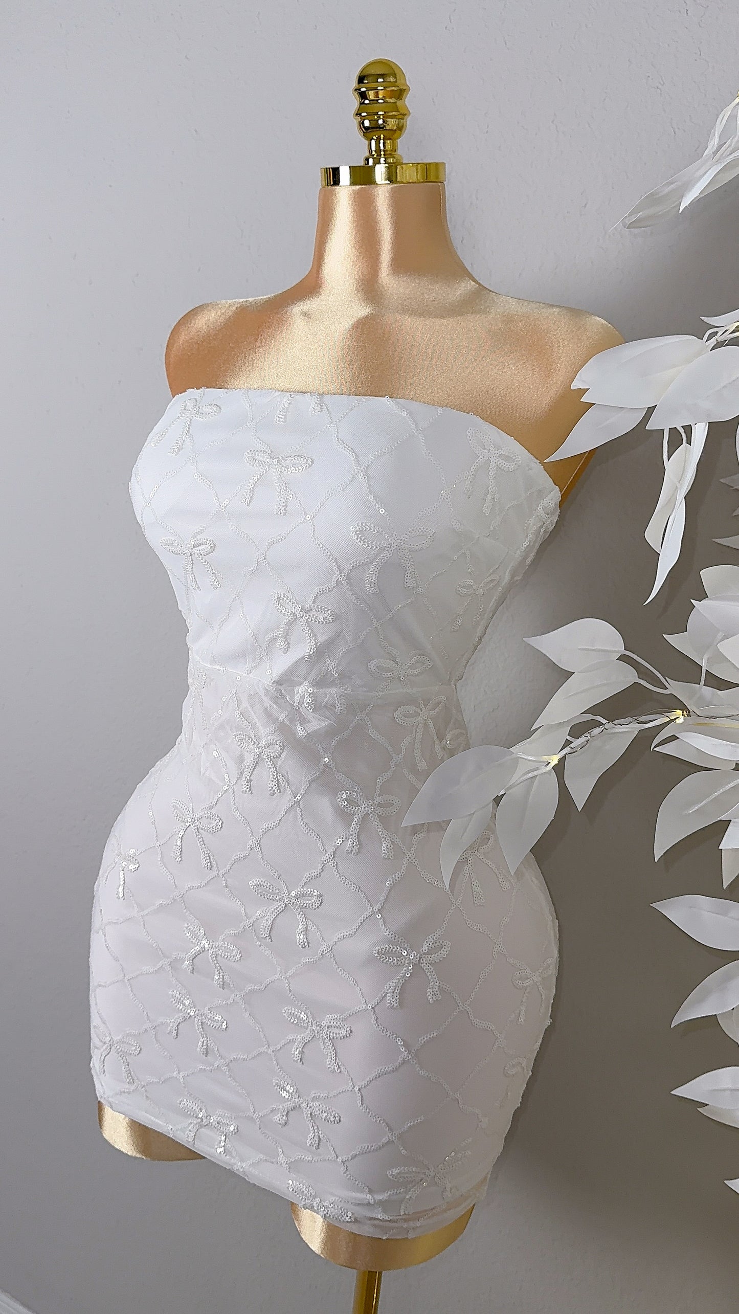 Esme Sequin Coquette Dress - White