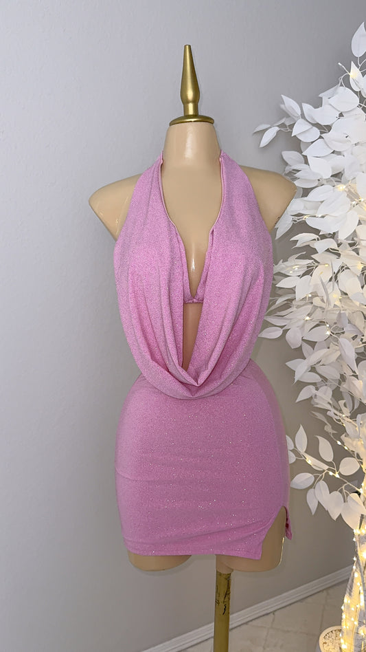 Arianna Glitter Skirt Set - Pink