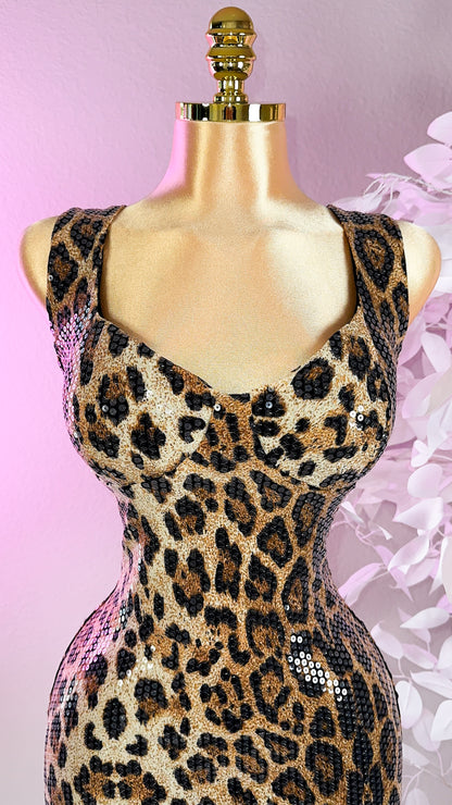 Angelina Sequin Cheetah Dress