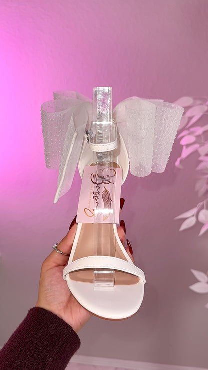 Ivette Pearl Bow Heels - White