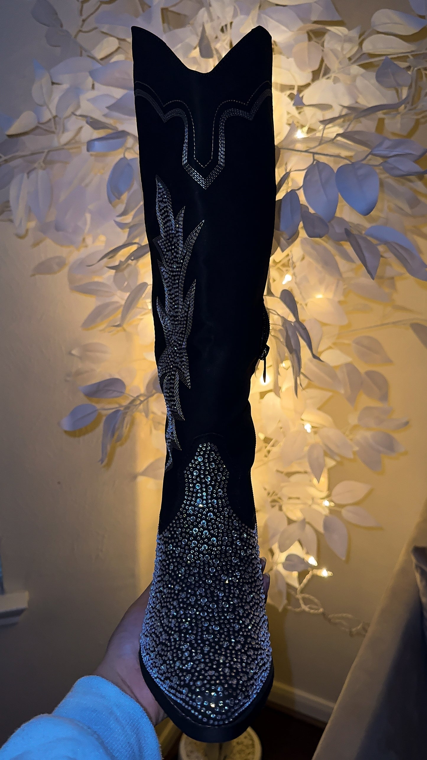 Andrea Rhinestone Western Boots - Black (Wide Calf Friendly)New Color