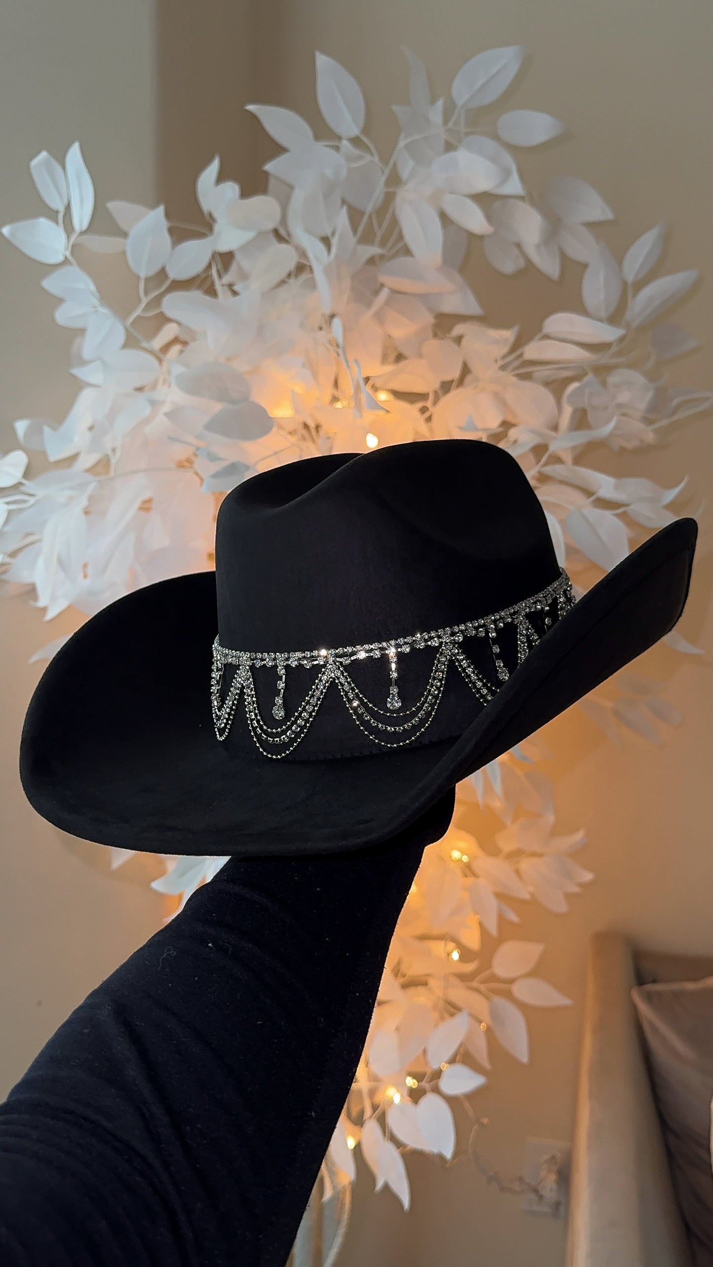 Carrie Rhinestone Western Hat - Black