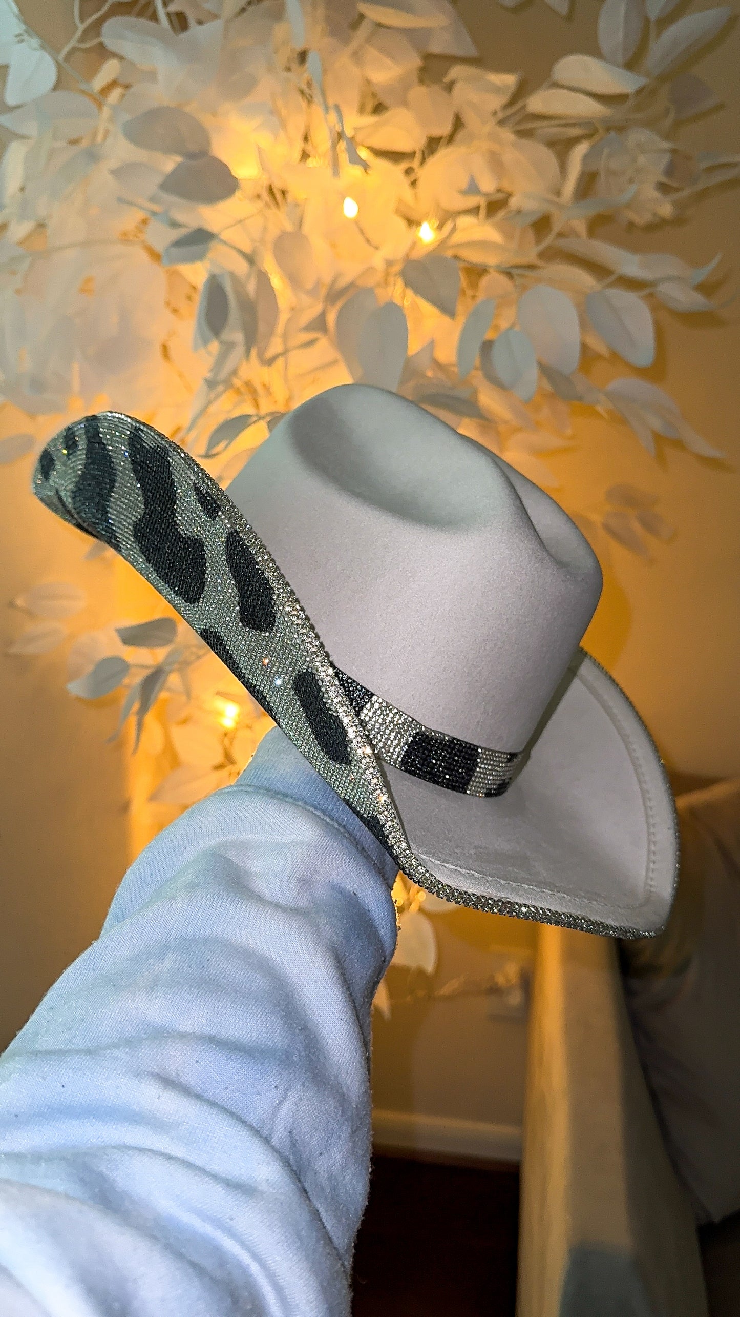Amy Rhinestone Western Hat - Cow Print