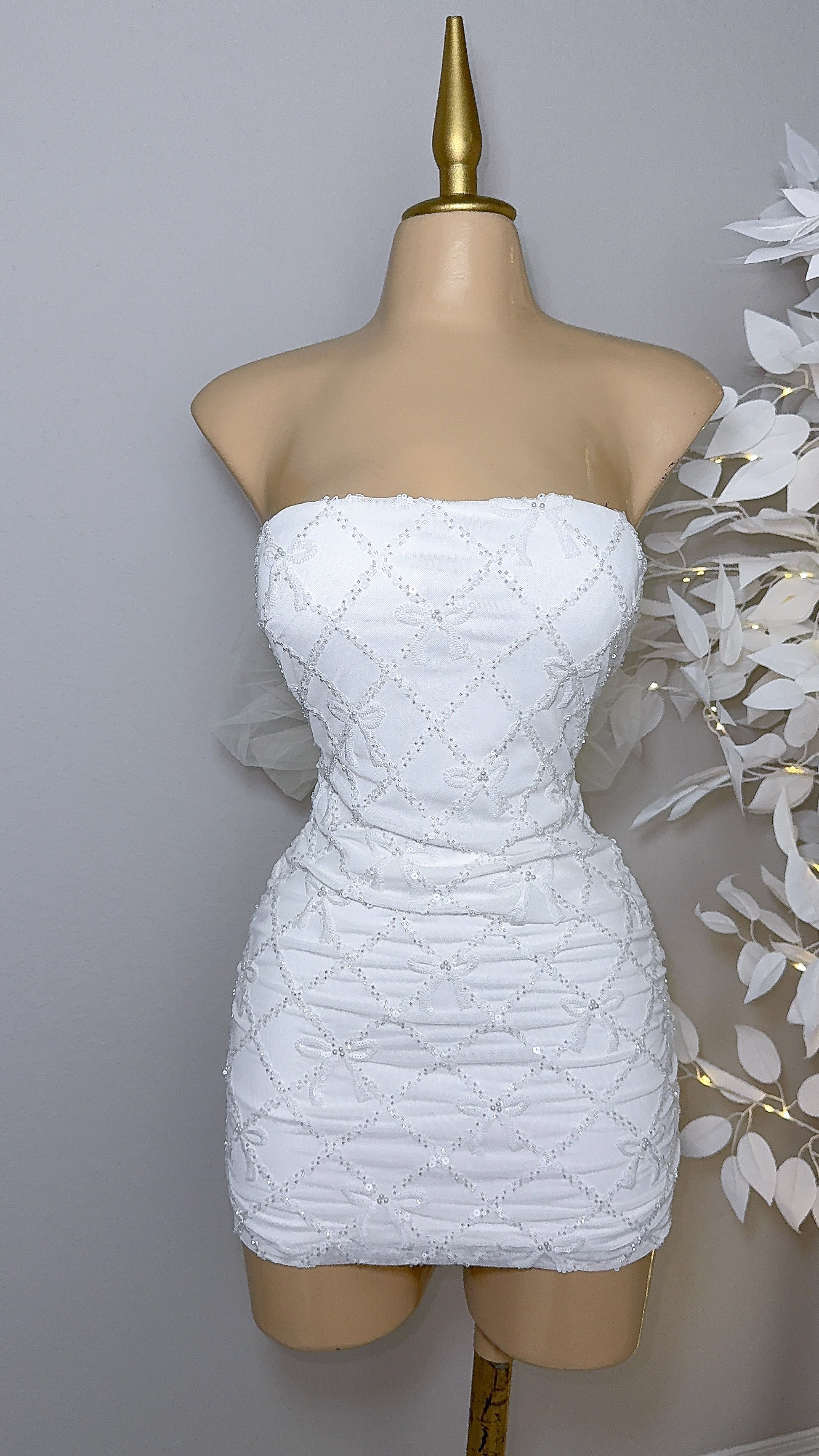 Yvette Sequin Coquette Dress - White Berenis Yvette Sequin Coquette Dress - White Berenis